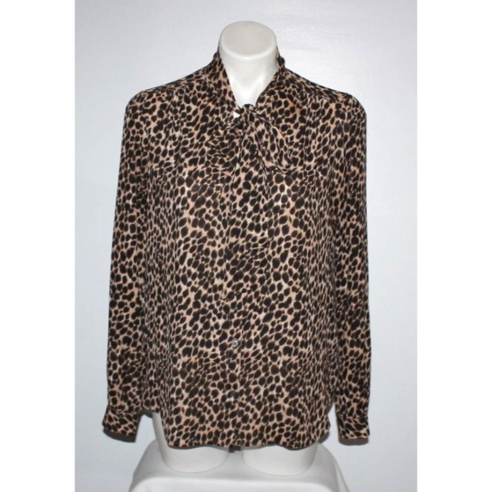 J CREW Women's Leopard Print Blouse Top Size S